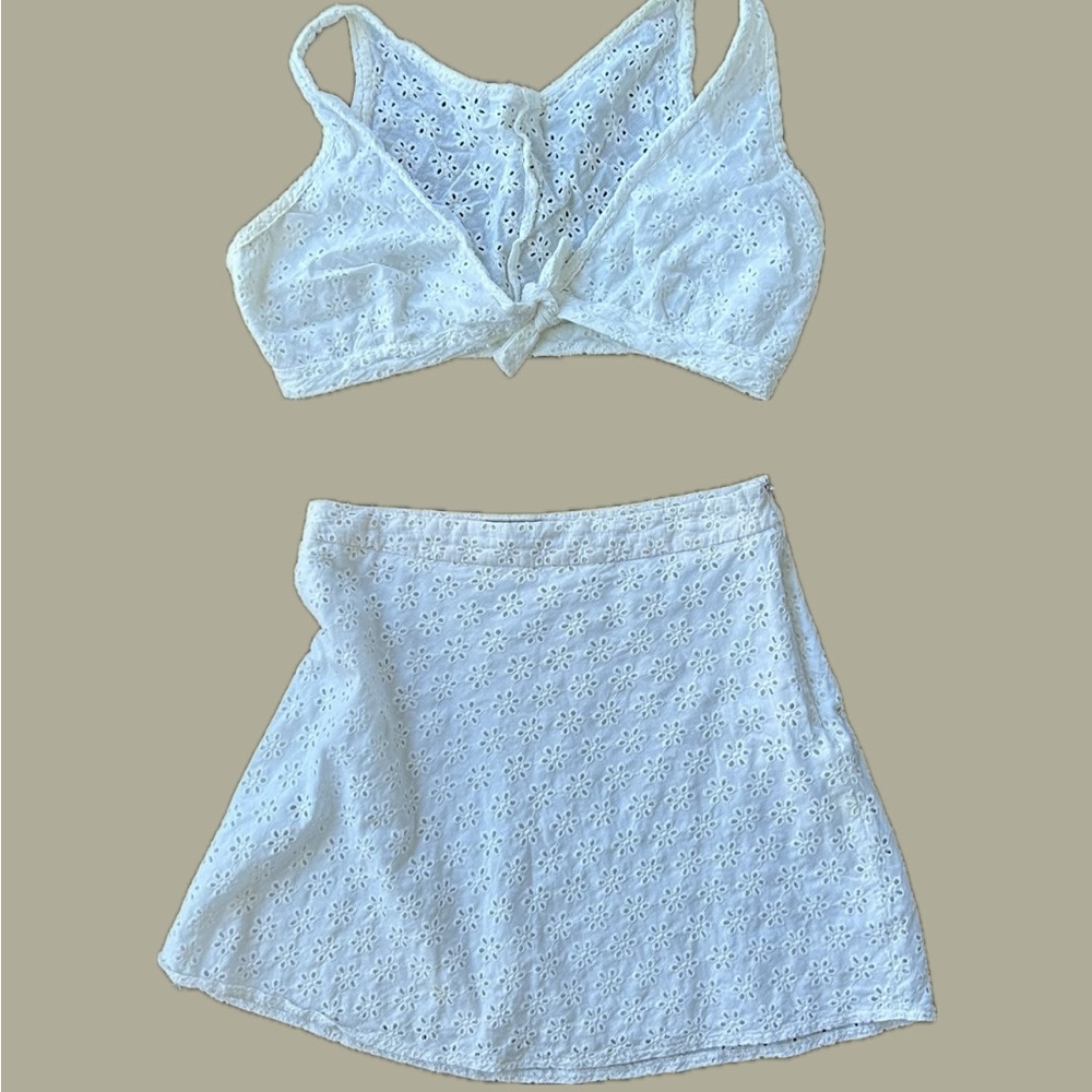 Corelle White Eyelet A-Line Skirt & Top